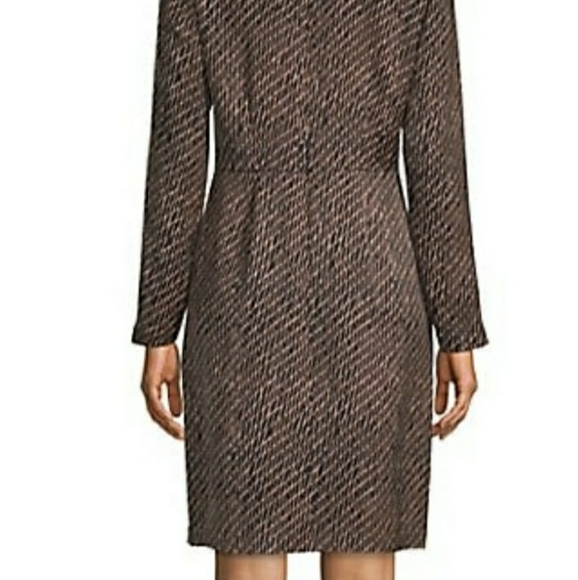 FAUX WRAP SATIN FIT & FLARE DRESS - Picture 6 of 6